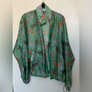Women's Green Animal Print Jacket